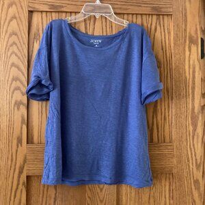 j crew linen roll cuff tshirt tee noble peri periwinkle blue medium